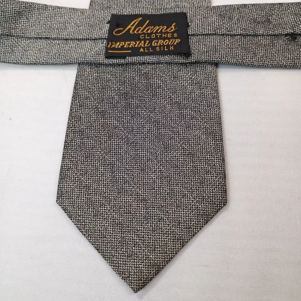 Adams Clothes imperial Group All Silk Tie 54 x 2.75 Black Grey w/Abstract Design